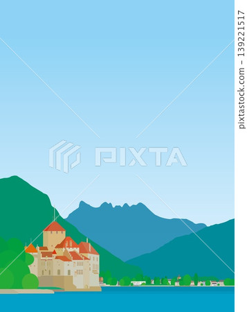 Chillon Castle (chateau de chillon), Lake Geneva (lac leman), Switzerland, summer scenery Chillon Castle (chateau de chillon), Lake Geneva (lac leman), Switzerland, summer scenery 139221517