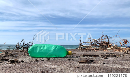 Plastic bottle at a coast Plastic bottle at a coast 139221578