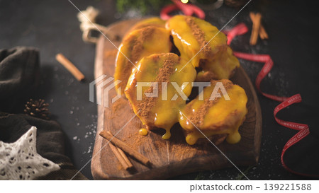 Christmas Rabanadas with egg yolk cream Christmas Rabanadas with egg yolk cream 139221588