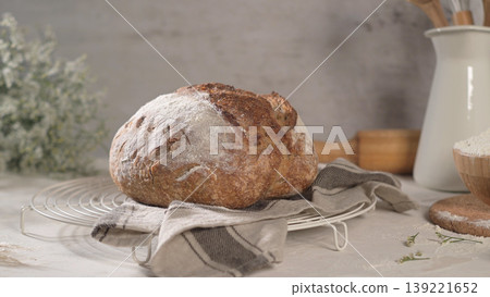 Homemade crispy herbs bread 139221652