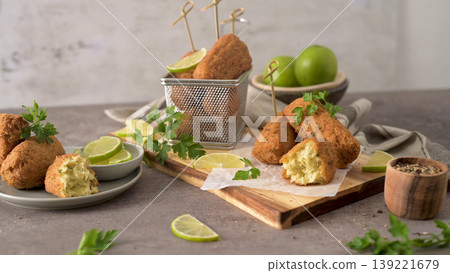 Cod dumplings or bolinhos de bacalhau 139221679