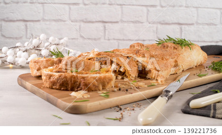 Puff pastry vegetable roll 139221736