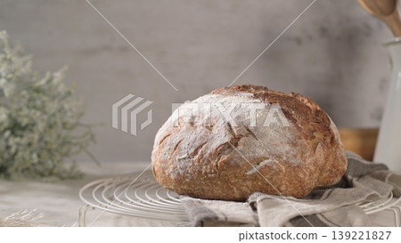 Homemade crispy herbs bread 139221827