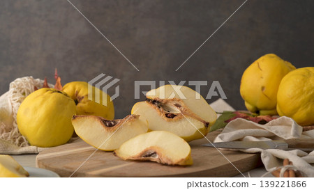 Ripe yellow quinces Ripe yellow quinces 139221866