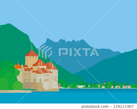 瑞士日內瓦湖西庸城堡(Chateau de Chillon),夏季景色 瑞士日內瓦湖西庸城堡(Chateau de Chillon),夏季景色 139221907