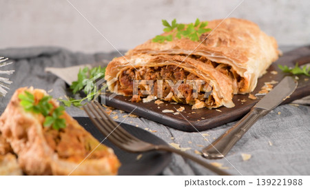 Puff pastry vegetable roll Puff pastry vegetable roll 139221988
