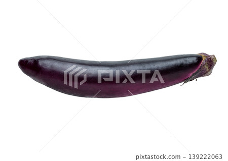 A top-down cutout image of a single long eggplant (transparent PNG). 139222063