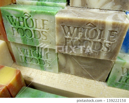 Colorful Display of Organic Soaps: Close-Up | Beauty Advertising & E-commerce Promotional Materials Colorful Display of Organic Soaps: Close-Up | Beauty Advertising & E-commerce Promotional Materials 139222158