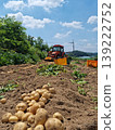 A potato field being harvested. 139222752