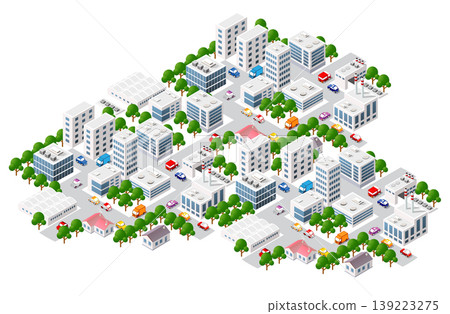 City bank and municipal buildings - vector isometric illustration City bank and municipal buildings - vector isometric illustration 139223275