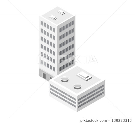 Modern buildings representing urban architecture in isometric view Modern buildings representing urban architecture in isometric view 139223313