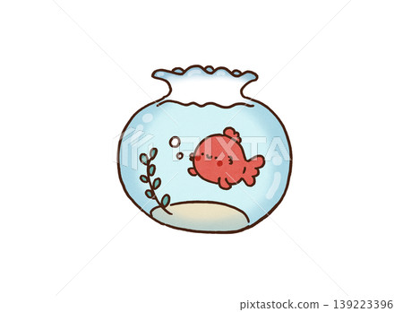 一幅插圖描繪了一條紅色金魚在透明金魚缸中優雅地遊動(這是夏季的傳統,也是一種消暑的方式)。 一幅插圖描繪了一條紅色金魚在透明金魚缸中優雅地遊動(這是夏季的傳統,也是一種消暑的方式)。 139223396