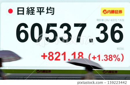 The Nikkei Stock Average closed at a record high of over 60,000 yen. The Nikkei Stock Average closed at a record high of over 60,000 yen. 139223442