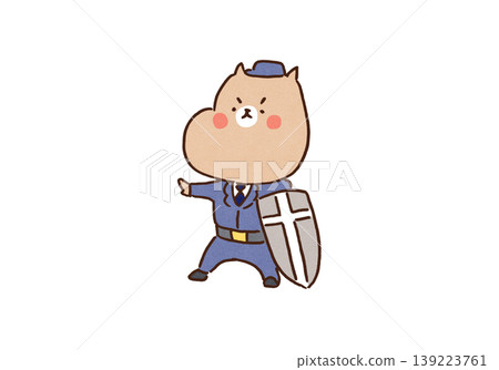 一幅插圖，描繪了一隻身穿堅不可摧的保安制服、手持大型盾牌的看門狗。 139223761