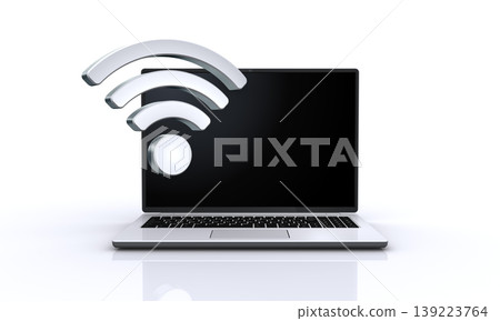 Laptop and Wi-Fi icon 139223764
