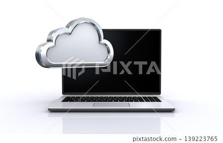 筆記型電腦和雲端圖標 139223765