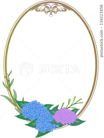 繡球花復古畫框/邊框插圖素材 繡球花復古畫框/邊框插圖素材 139223856