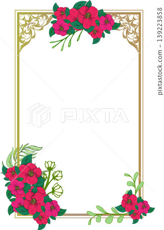 Stylish and simple antique square frame material featuring camellias. Stylish and simple antique square frame material featuring camellias. 139223858