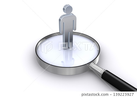 Magnifying glass and human-shaped icon 139223927