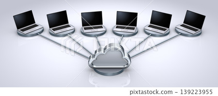 帶有雲端圖示的筆記型電腦網絡 139223955