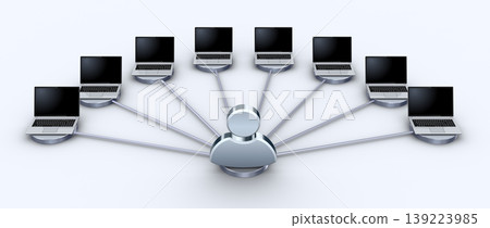 人物圖示和筆記型電腦網絡 139223985