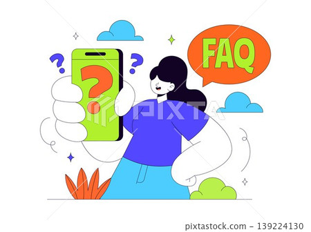FAQ Vector Illustration featuring Frequently Asked Questions Concept With People Characters, Question Marks, Help Support, UI Elements Design FAQ Vector Illustration featuring Frequently Asked Questions Concept With People Characters, Question Marks, Help Support, UI Elements Design 139224130