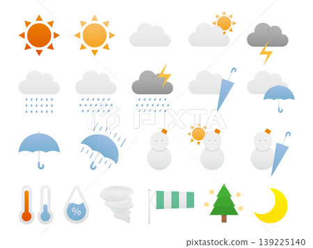 Weather icon set, vector graphics (weather, calendar, forecast, seasons, transparent background, flat, simple) Weather icon set, vector graphics (weather, calendar, forecast, seasons, transparent background, flat, simple) 139225140