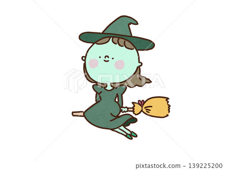 An illustration of the green witch flying through the sky on a broomstick (The Wizard of Oz) An illustration of the green witch flying through the sky on a broomstick (The Wizard of Oz) 139225200