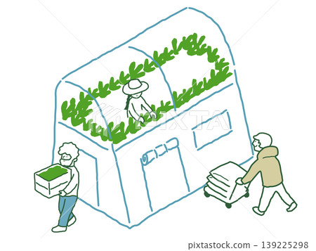 在溫室裡種植蔬菜的人們 在溫室裡種植蔬菜的人們 139225298