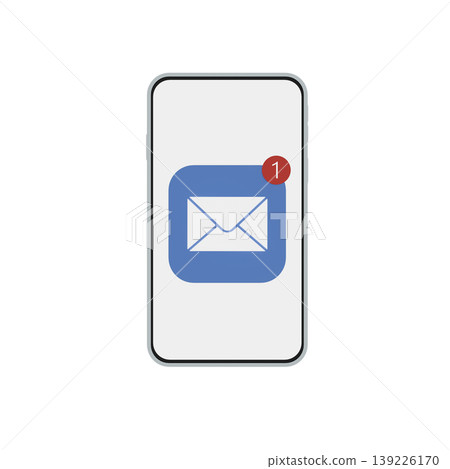 智慧型手機收到未讀郵件通知：郵件圖示顯示為徽章。 139226170
