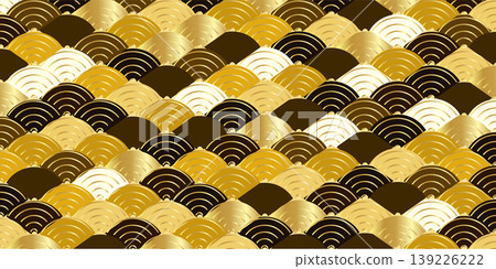 Japanese-style background material with a golden wave pattern. Japanese-style background material with a golden wave pattern. 139226222