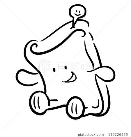 A cartoon toast character with a tag sitting and smiling outline illustration A cartoon toast character with a tag sitting and smiling outline illustration 139226355
