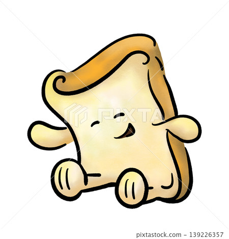 Design of toast character sitting and smiling crayon illustration 139226357