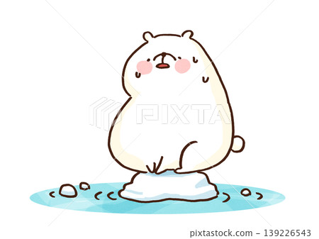 An illustration of a polar bear sweating and enduring the melting of a small ice floe due to global warming (Environmental issues/SDGs) An illustration of a polar bear sweating and enduring the melting of a small ice floe due to global warming (Environmental issues/SDGs) 139226543