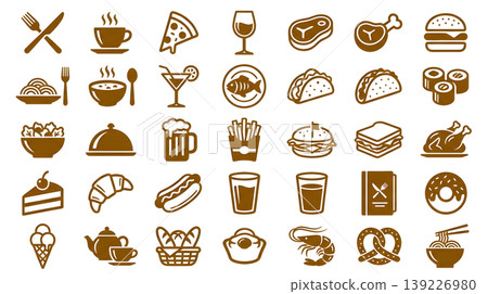 印章食品和飲料圖標集 139226980