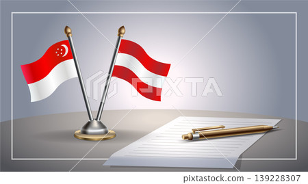 Small national flag of Singapore and Austria flag Relation, Template Vector Illustration Small national flag of Singapore and Austria flag Relation, Template Vector Illustration 139228307