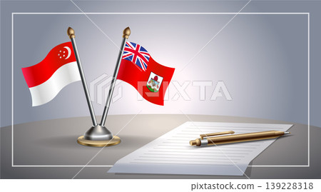 Small national flag of Singapore and Bermuda flag Relation, Template Vector Illustration Small national flag of Singapore and Bermuda flag Relation, Template Vector Illustration 139228318