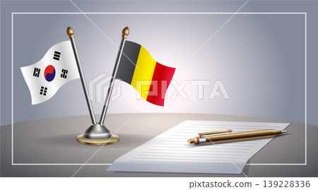 Small national flag of South Korea and Belgium flag Relation, Template Vector Illustration Small national flag of South Korea and Belgium flag Relation, Template Vector Illustration 139228336