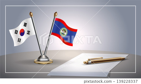 Small national flag of South Korea and Belize flag Relation, Template Vector Illustration Small national flag of South Korea and Belize flag Relation, Template Vector Illustration 139228337