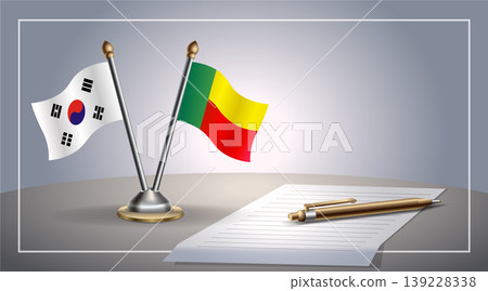 Small national flag of South Korea and Benin flag Relation, Template Vector Illustration Small national flag of South Korea and Benin flag Relation, Template Vector Illustration 139228338