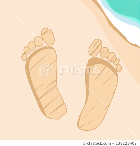 Barefoot Footprints on Beach and Sea Travel Concept Barefoot Footprints on Beach and Sea Travel Concept 139228402