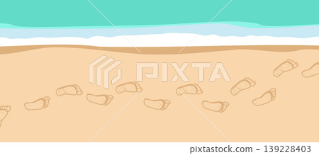 Barefoot Footprints on Beach And Sea Travel Concept Barefoot Footprints on Beach And Sea Travel Concept 139228403