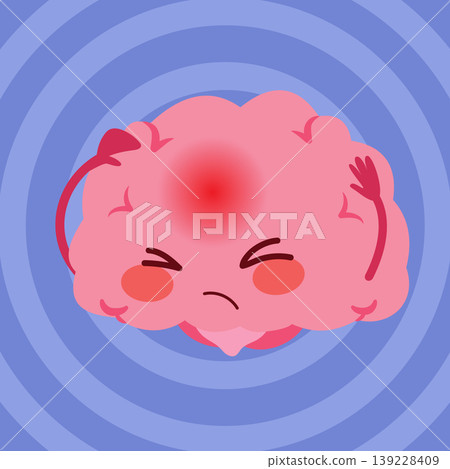 Brain Mascot with Headache Dizziness Concept Brain Mascot with Headache Dizziness Concept 139228409