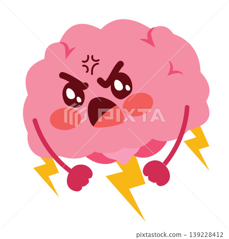 Brain Mascot with Storm Cloud Negative Emotions Concept Brain Mascot with Storm Cloud Negative Emotions Concept 139228412