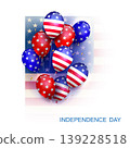 Independence Day. Isolated illustration with balloons and gold tinsel on a white background 139228518