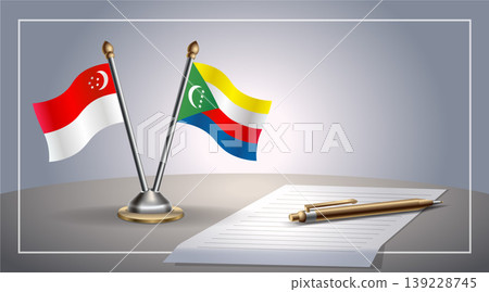 Small national flag of Singapore and Comoros flag Relation, Template Vector Illustration Small national flag of Singapore and Comoros flag Relation, Template Vector Illustration 139228745