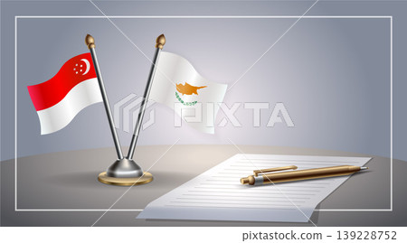 Small national flag of Singapore and Cyprus flag Relation, Template Vector Illustration 139228752