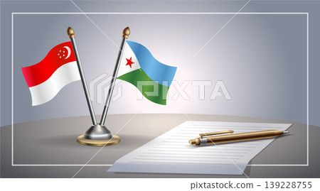 Small national flag of Singapore and Djibouti flag Relation, Template Vector Illustration Small national flag of Singapore and Djibouti flag Relation, Template Vector Illustration 139228755