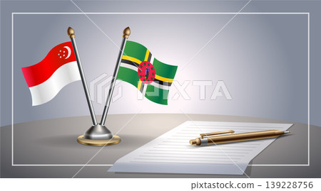 Small national flag of Singapore and Dominica flag Relation, Template Vector Illustration Small national flag of Singapore and Dominica flag Relation, Template Vector Illustration 139228756