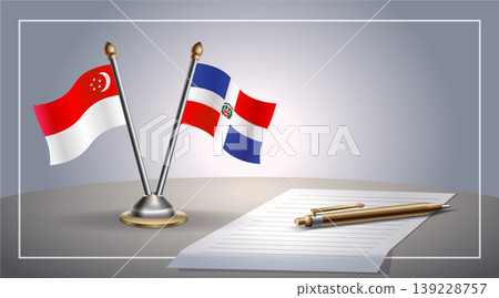 Small national flag of Singapore and Dominican Republic flag Relation, Template Vector Illustration Small national flag of Singapore and Dominican Republic flag Relation, Template Vector Illustration 139228757